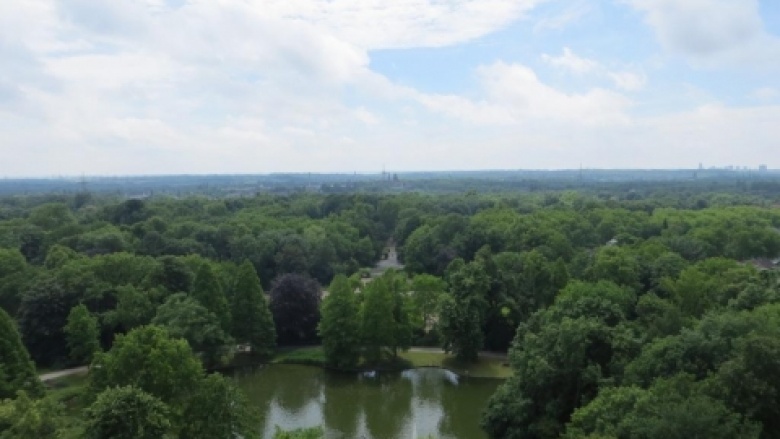 Grüner Ausblick - im Hintergrund rechts die "Skyline" von Essen